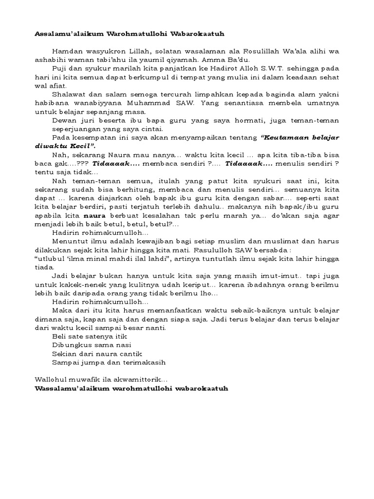 Pidato Dai Cilik 2019 | PDF