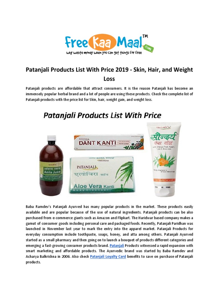 Patanjali Products List With Price PDF Nature 1689587943