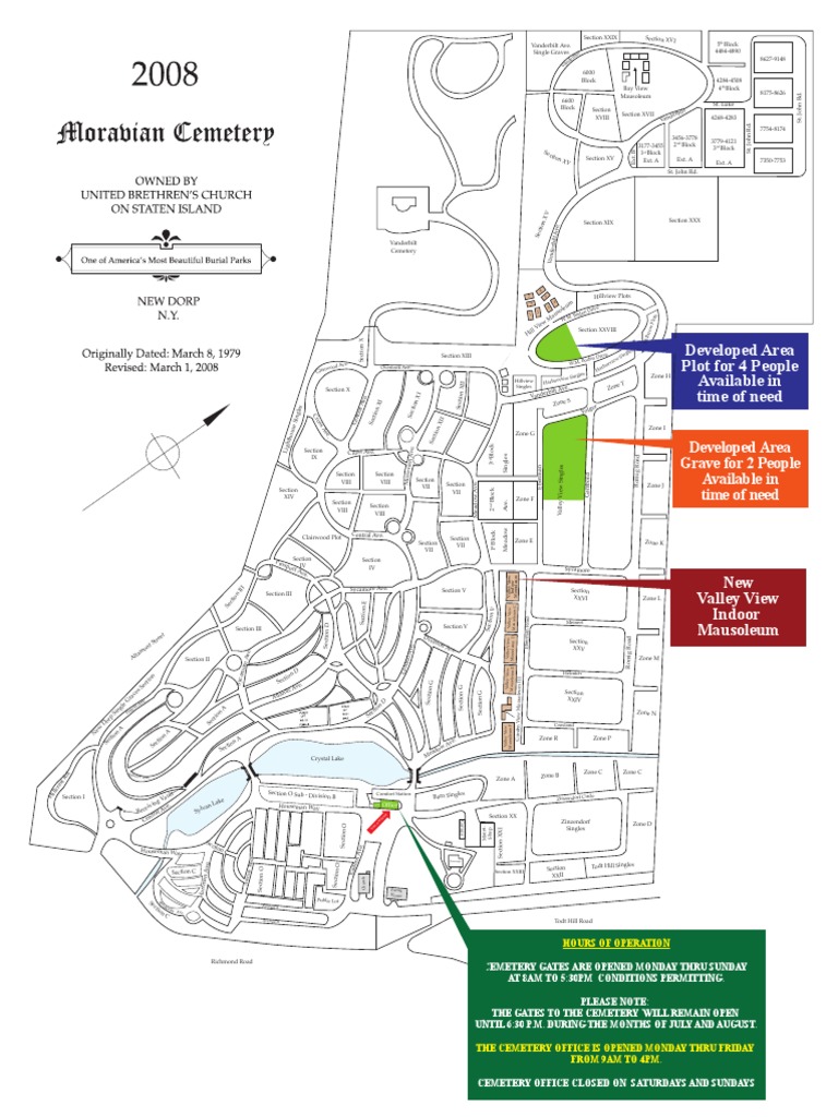 Moravian Cemetery Hours and Map | PDF