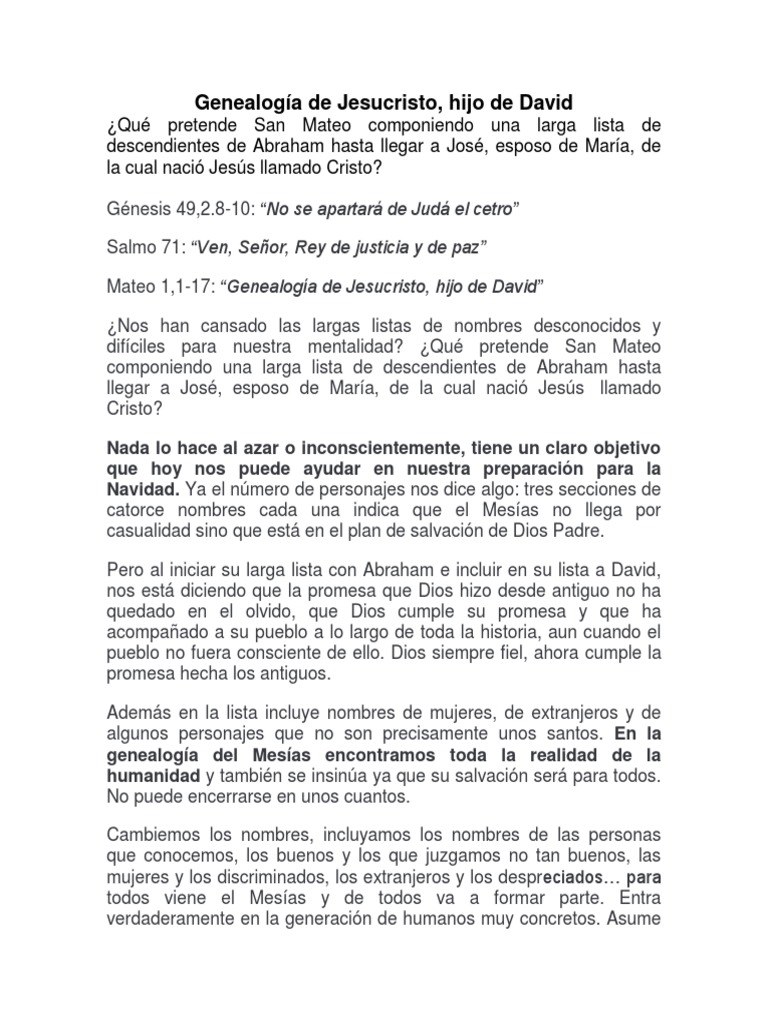 Genealogía De Jesucristo Pdf