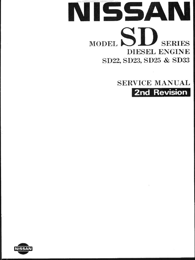 Manual Nissan Model SD Diesel Engine Sd22 Sd23 Sd25 Sd33 Service ...