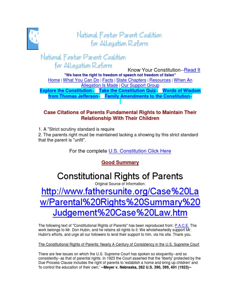 Parental Rights and Constitutional Protections | PDF | Fourteenth ...