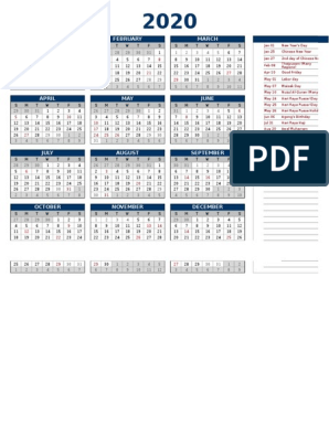 Yearly Calendar 5dd2460999580 Pdf Observances Holidays