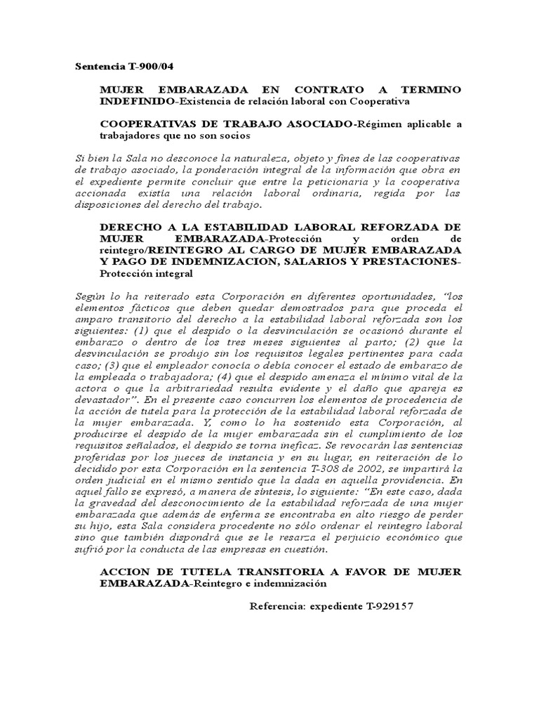 Corte Constitucional - Sentencia T-900 de 2004 | PDF | Derecho laboral