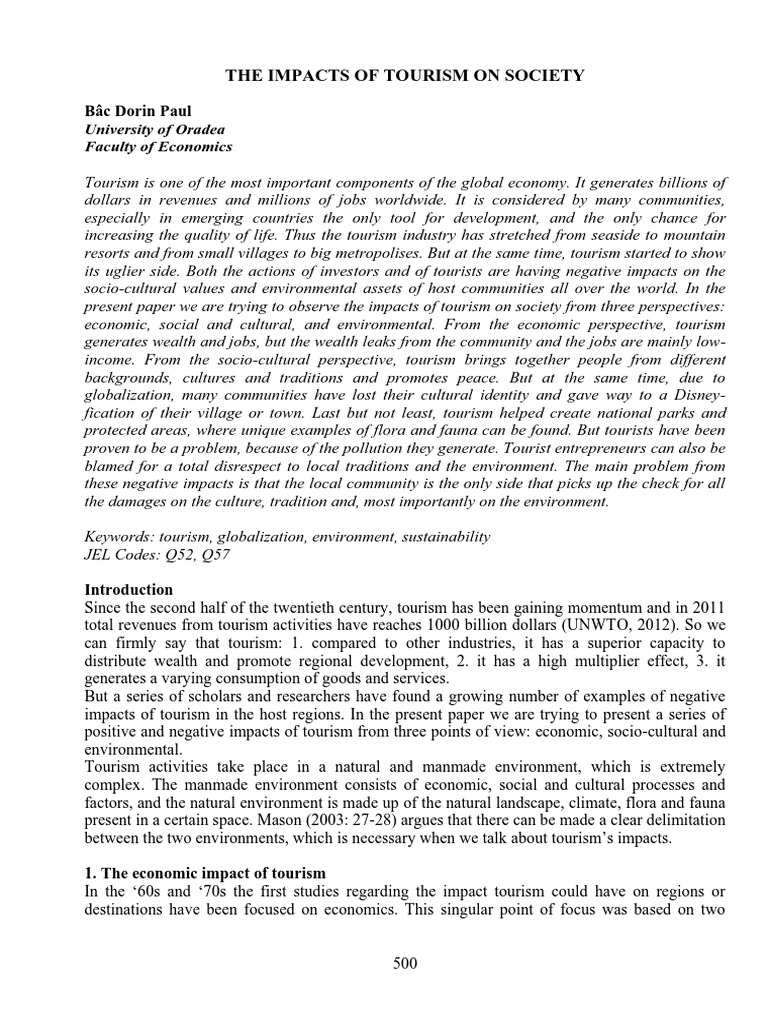 Negative Impacts of Tourism on Society | PDF | Tourism | Ecology
