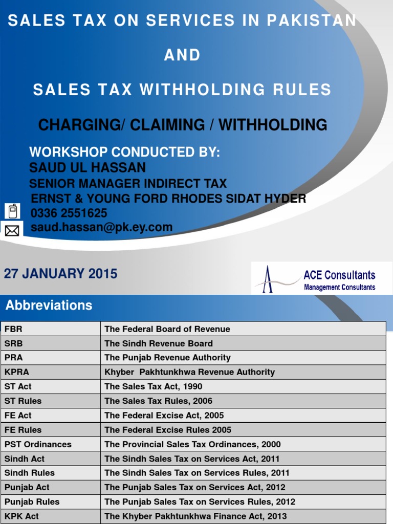 Sales Tax On Services in Pakistan PDF Financial Transaction Taxes
