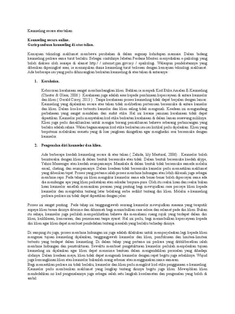Kaunseling Secara Atas Talian Pdf