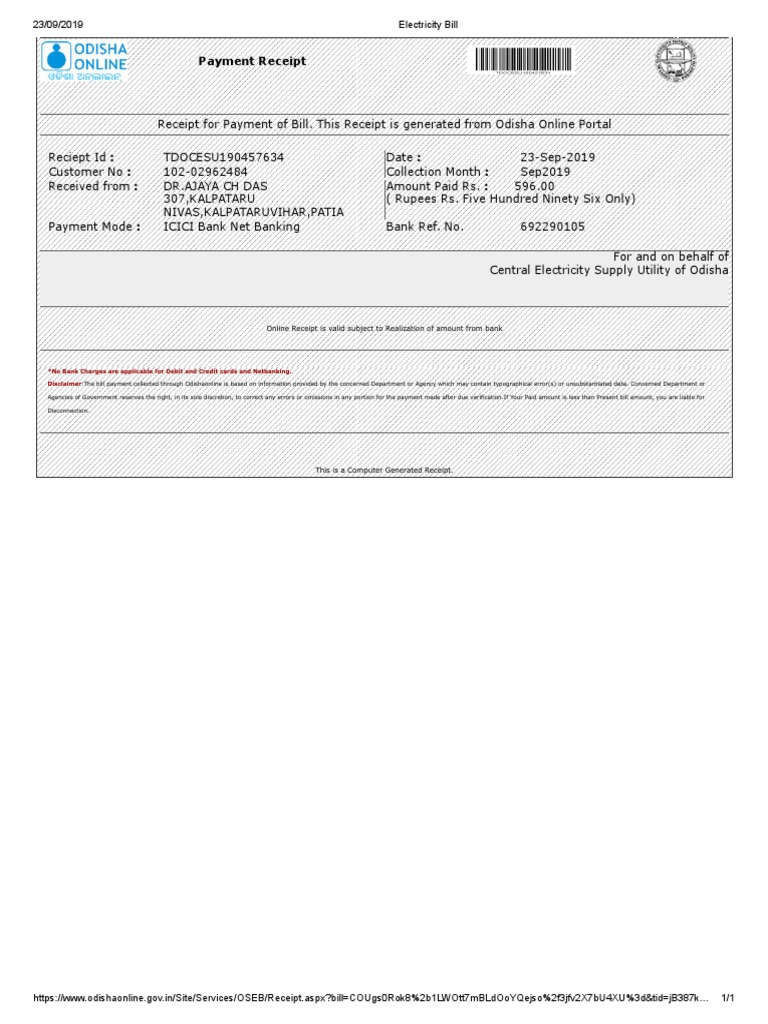 Electricity Bill PDF | PDF | Receipt | Financial Technology