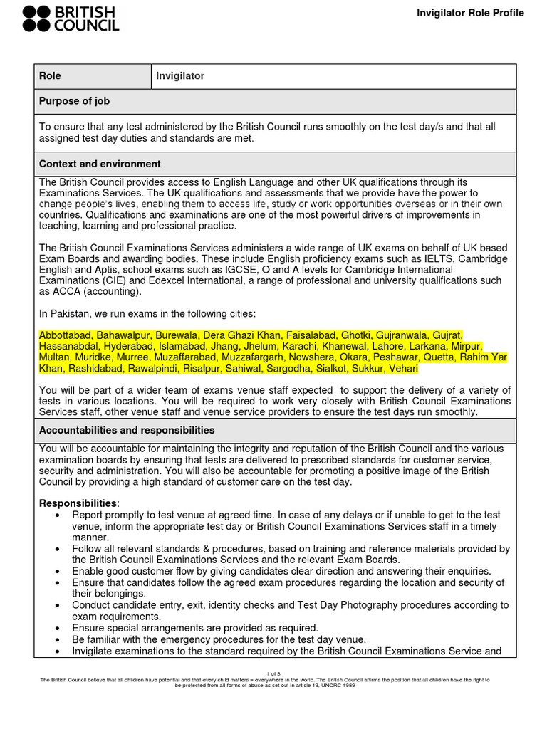 British Council Exam Invigilator Guide | PDF | Test (Assessment) | Business