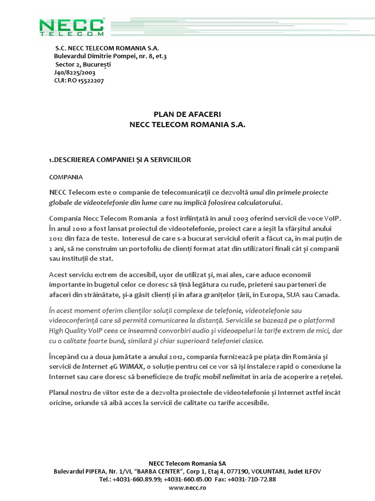 Business Plan Necc Telecom PDF | PDF