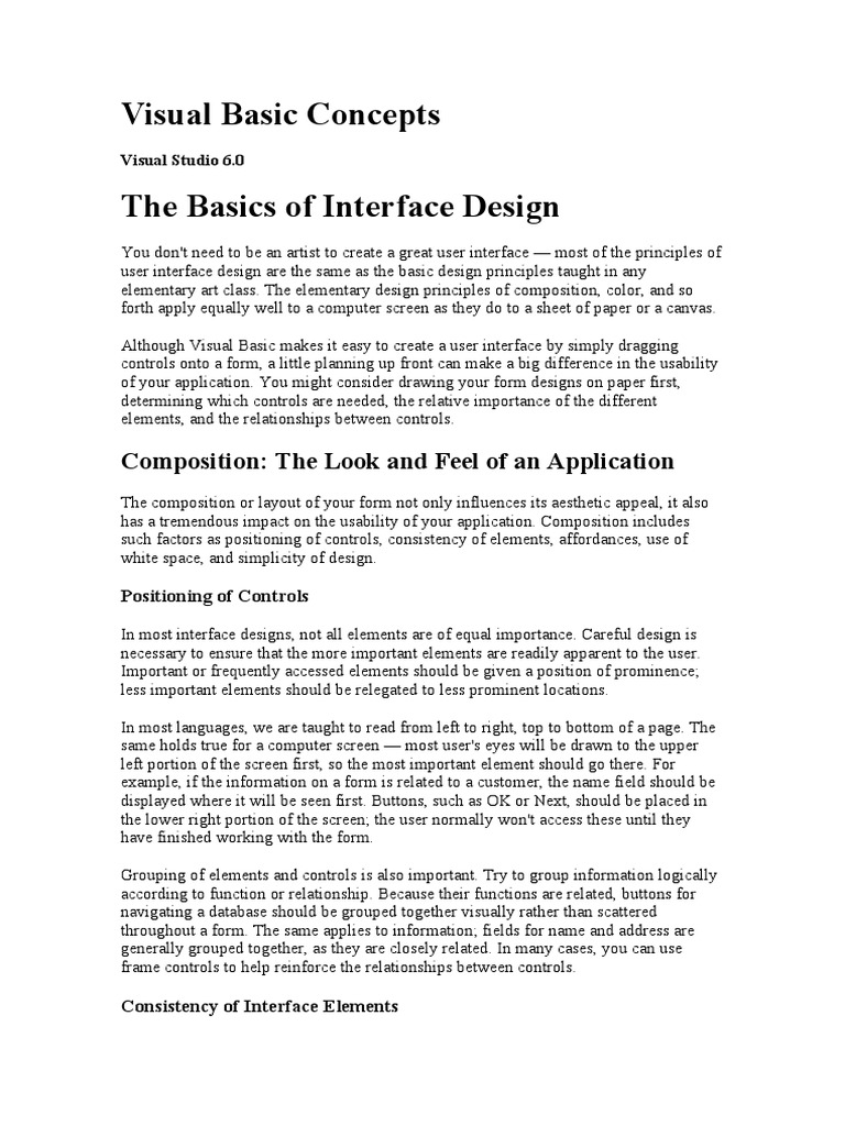 The Fundamentals of Effective User Interface Design for Visual Basic ...