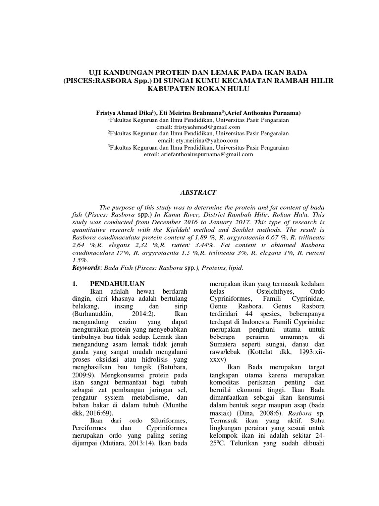 ID Uji Kandungan Protein Dan Lemak Pada Ika | PDF