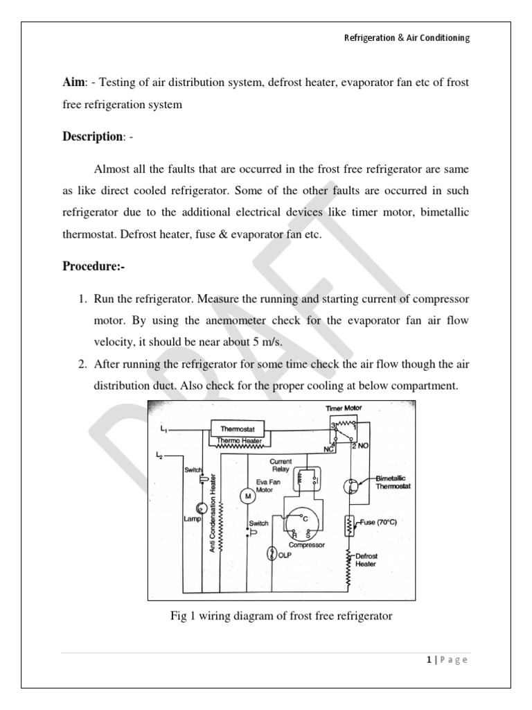 Testing of Frost Free Ref. Compontnts | PDF | Refrigerator | Home Appliance