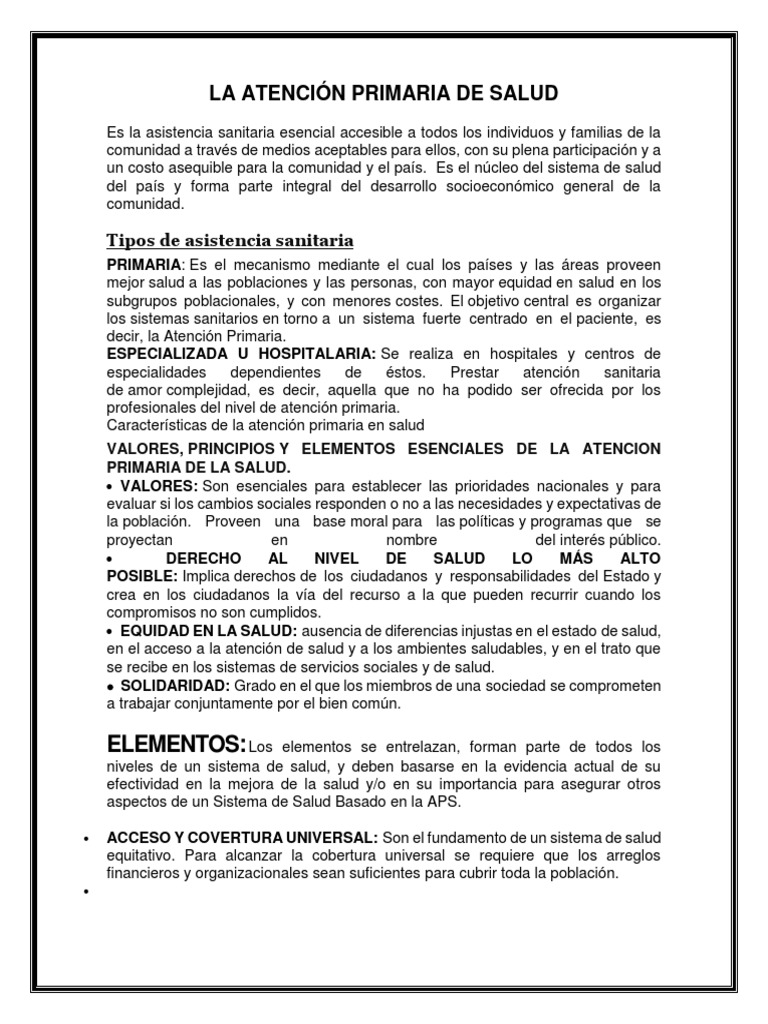 Importancia de la Atención Primaria de Salud | PDF | Sistema de salud ...