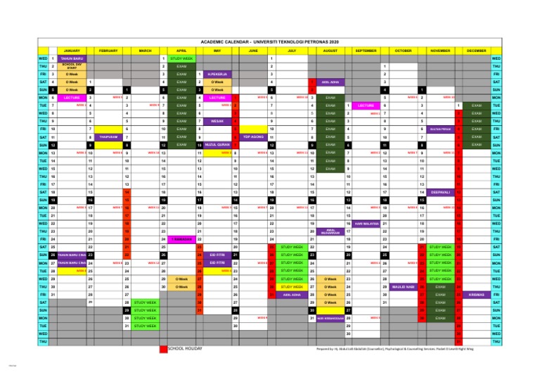 UTP Academic Calendar 2020 PDF