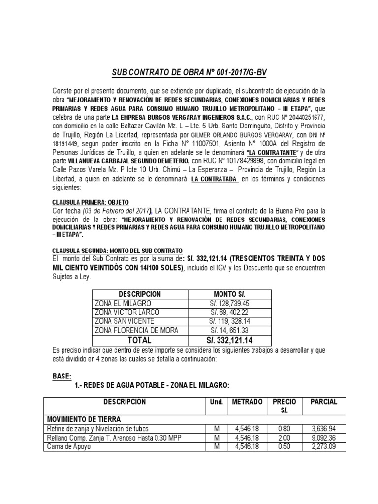 Sub Contrato de Obra | PDF | Arbitraje | Derecho empresarial
