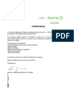 Certificado ARL Sura Seguridad en El Trabajo PDF