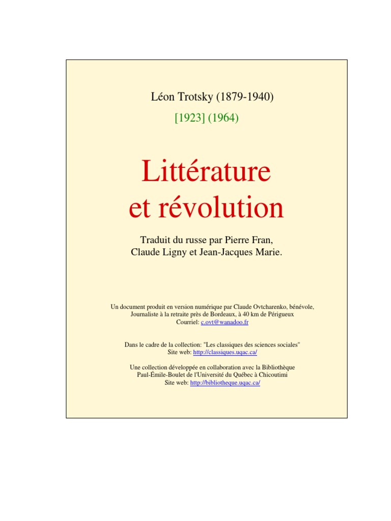 Litterature Et Revolution PDF, PDF, Révolution russe