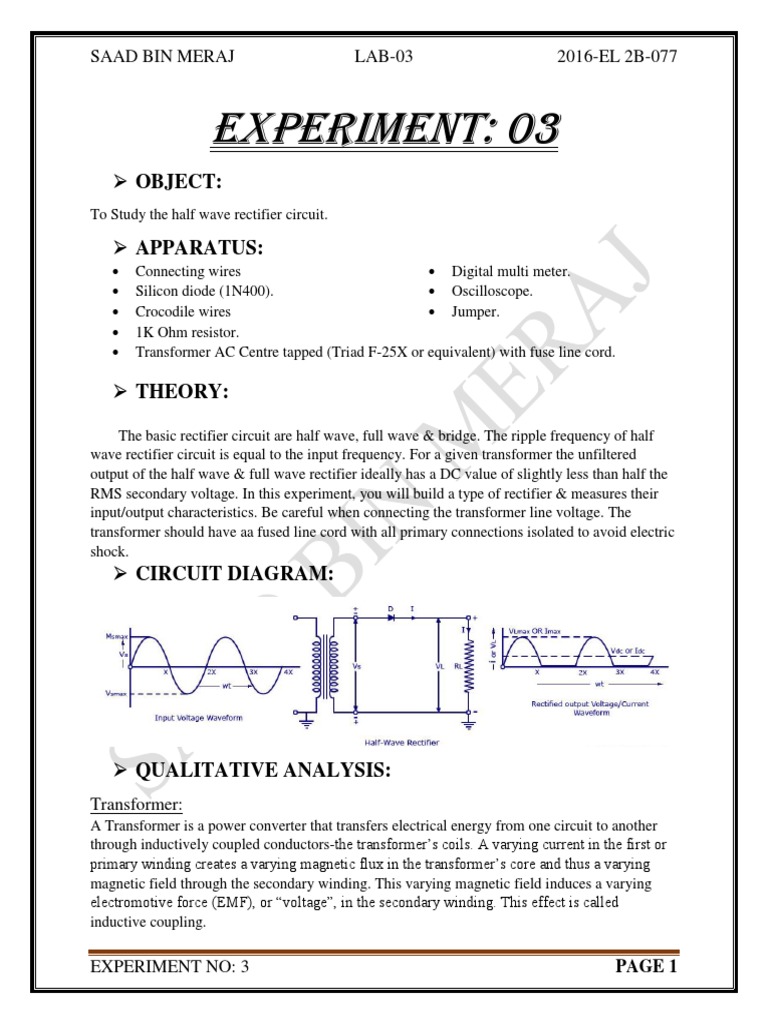 Half wave rectifier theory deals