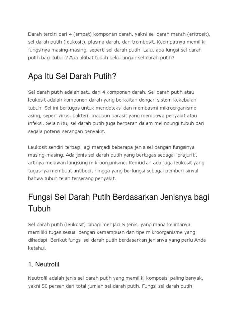 Fungsi Darah Putih Pdf