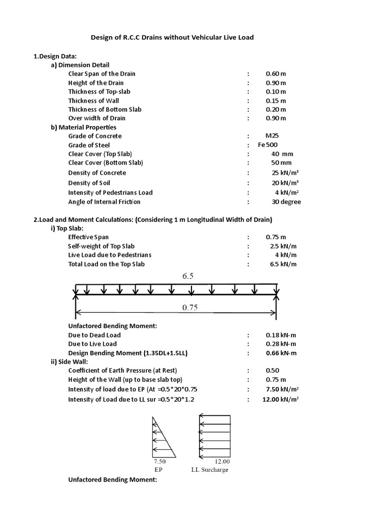 RCC Drain Design and Reinforcement Details | PDF | Strength Of ...