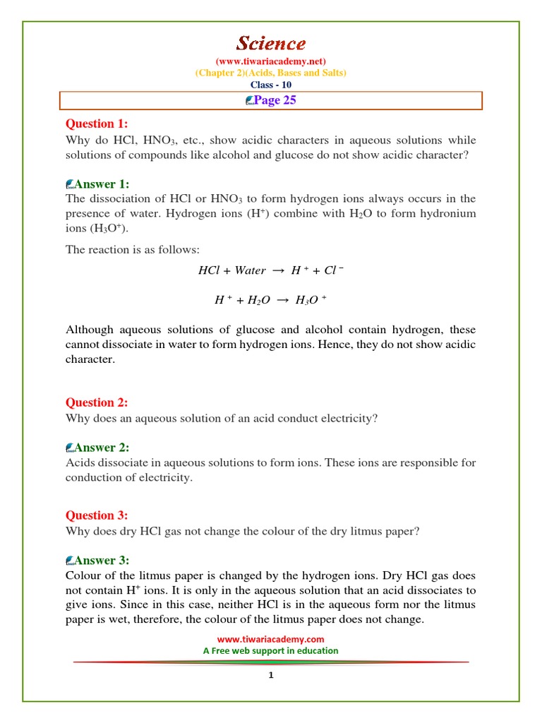 10 Science NCERT Solutions Chapter 2 Page 25 | PDF | Acid ...