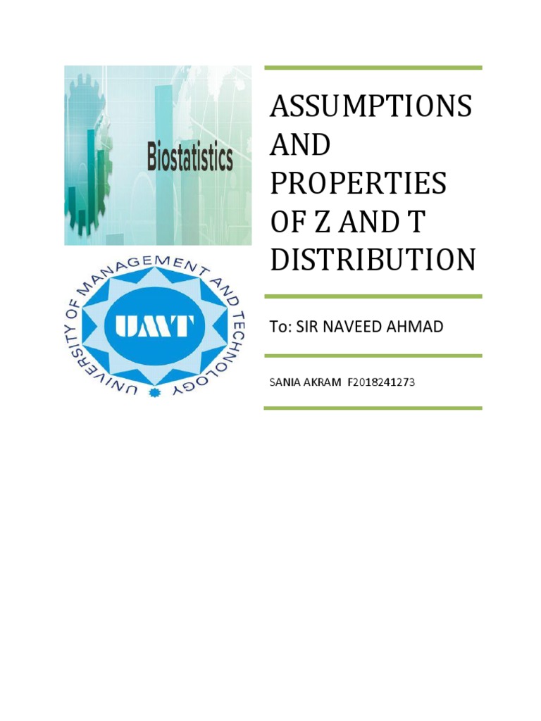 Assumptions and properties of z and t distribution pdf student s t