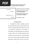 MOTION TO LEAVE TO AMEND TROY CHILDERS VS THE COMMONWEALTH OF VIRGINIA Chesapeake Juvenile And, Domestic Relations District Court Judge Larry D. Wills Sr. Corruption