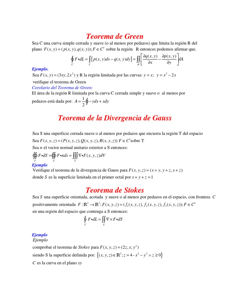 Teorema de Green Stokes Gauss