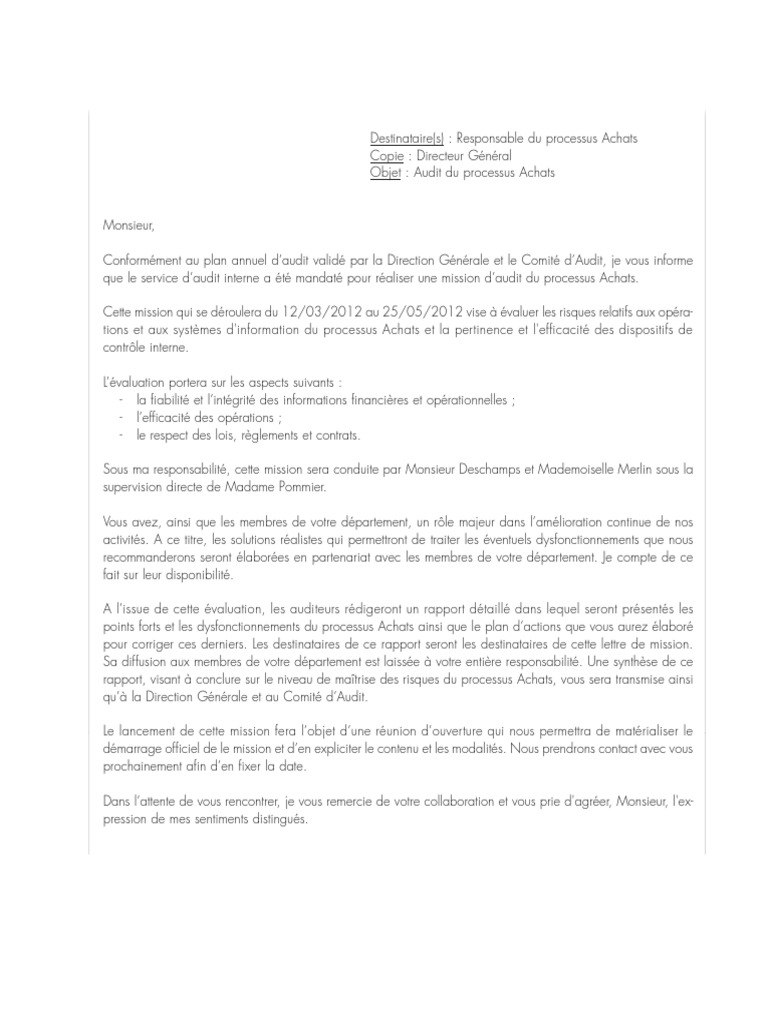 Model D'ordre De Mission Word