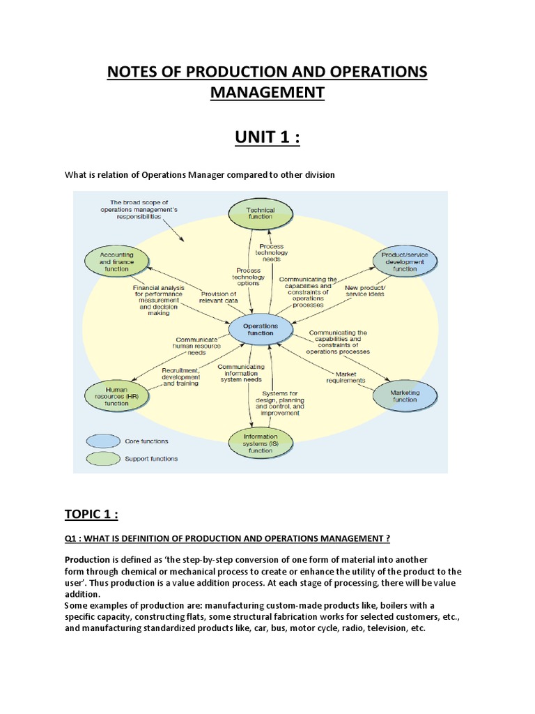 Notes of POM Module 1 PDF PDF Operations Management Mass Production