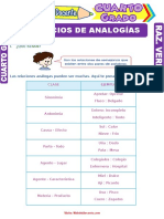 Ejercicios de Analogías para Cuarto Grado de Primaria