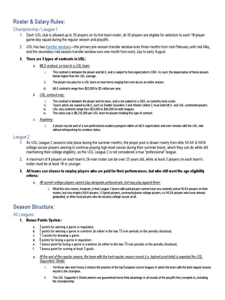 New Usl Rules PDF Sports Rules And Regulations Association