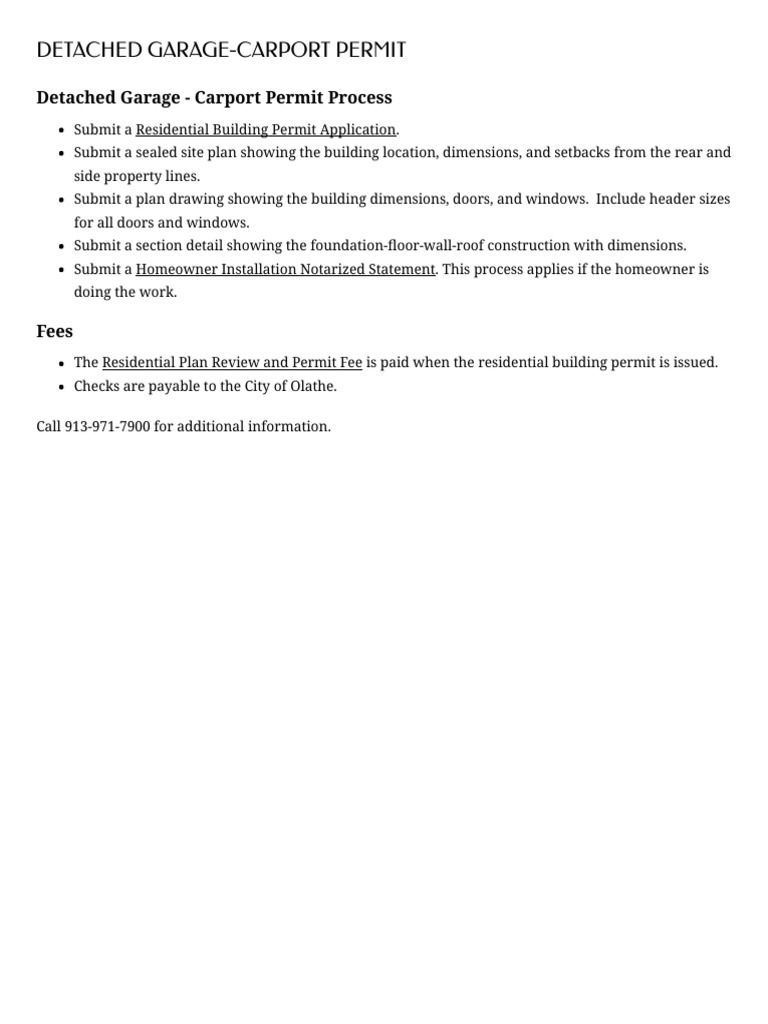 Detached Garage/Carport Permit Guide | PDF