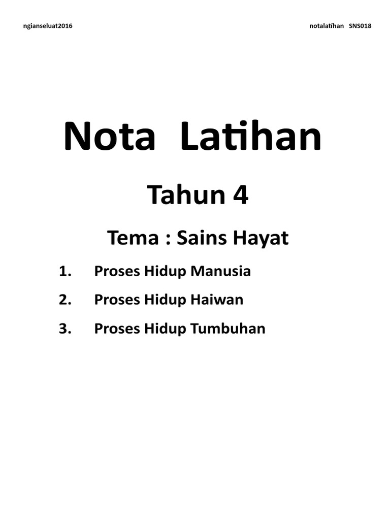 Nota Latihan Sains Hayat Pdf