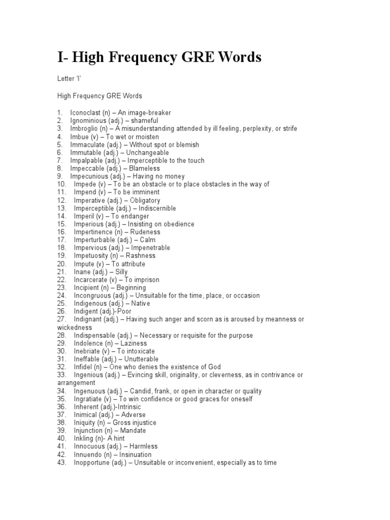 GRE Word List PDF