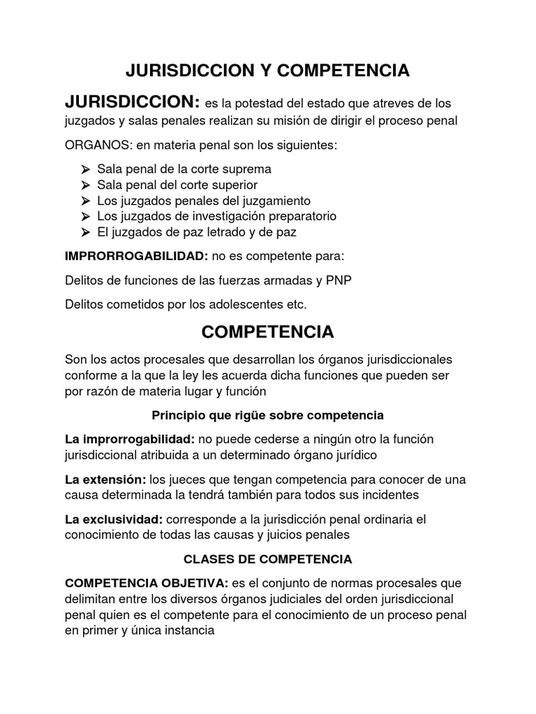 Jurisdicción y Competencia Penal | PDF | Competencia (ley) | Derecho penal