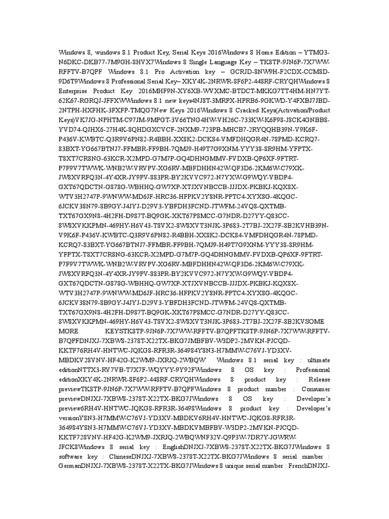 Windows 8 and 8.1 product keys | PDF | Computing Platforms | Ibm Pc ...