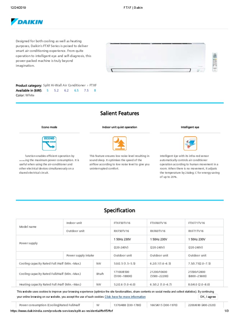 FTXF - Daikin | PDF | Air Conditioning | Home Appliance
