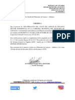Certificación Proyecto Arroyo El Encanto