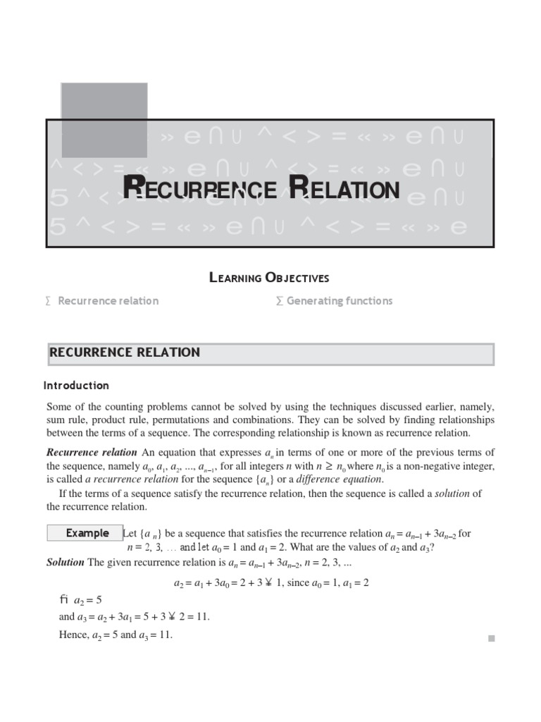 Mfcs Recurrence Relations Converted Docx Recurrence Relation Mathematical Relations