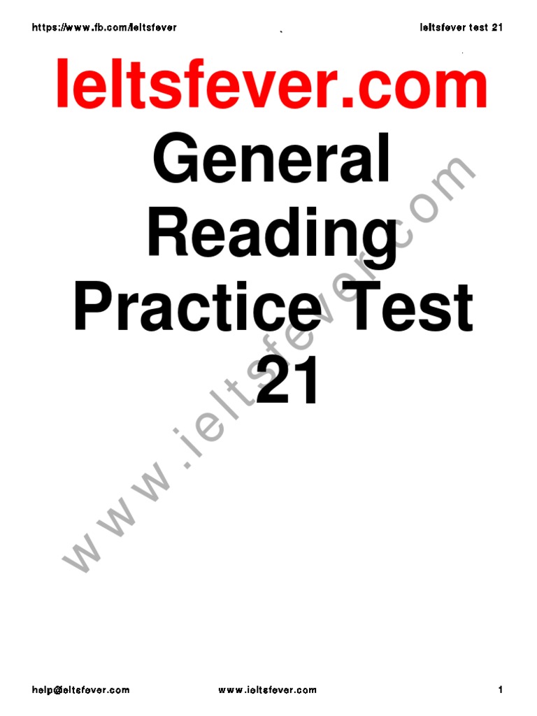 Ieltsfever General Reading Practice Test 21 PDF | PDF