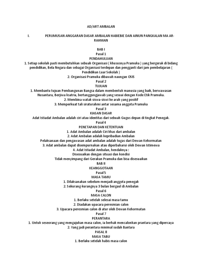 AD Dan ART Terbaru Ambalan | PDF