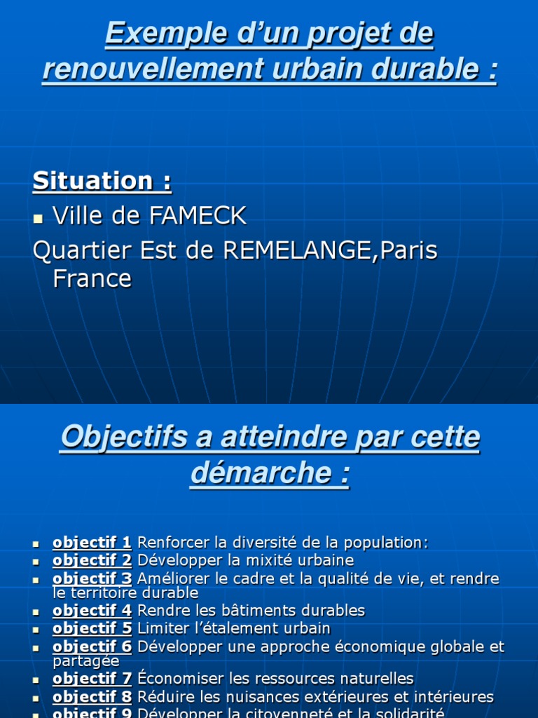 Exemple D Un Projet De Renouvellement Urbain Durable Pdf