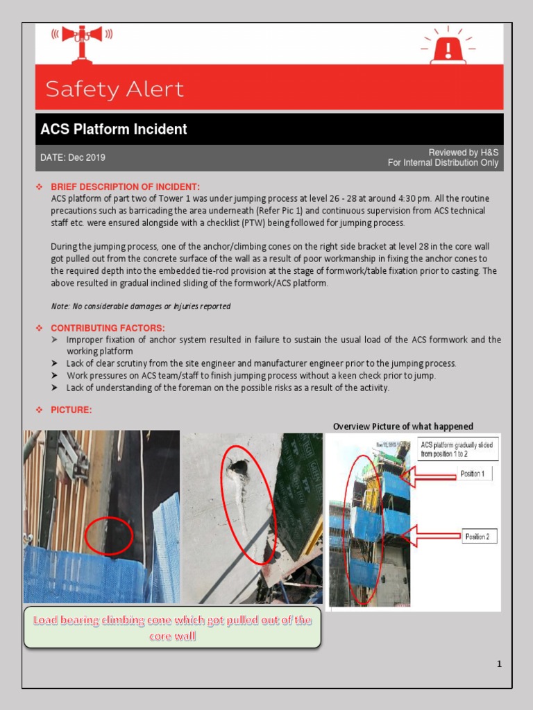Safety Alert 285 - ACS Platform Dangerous Occurence | PDF