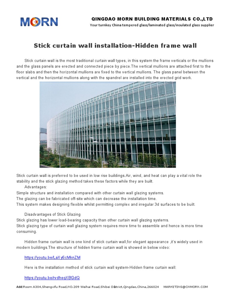 Stick Curtain Wall System Overview | PDF | Curtain | Wall