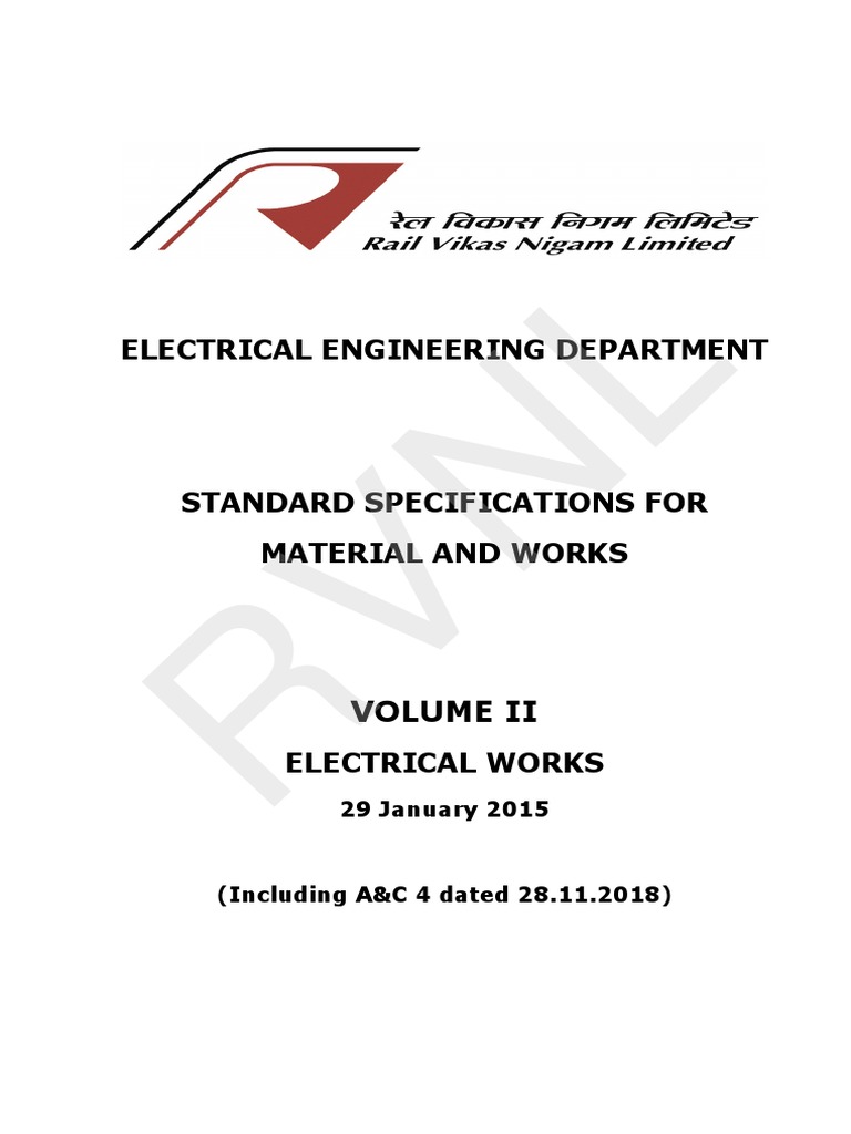 Specification for Materials and Works, Volume II Electrical Works General Services Electrical