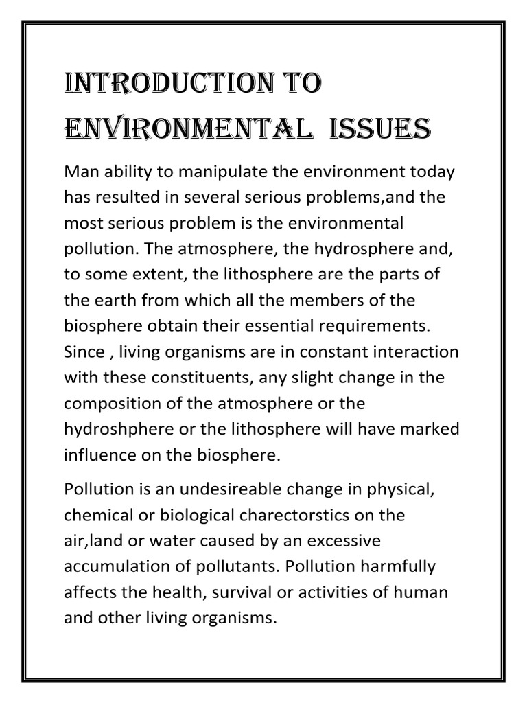Introduction to Environmental Issues & Pollution | PDF | Ozone ...