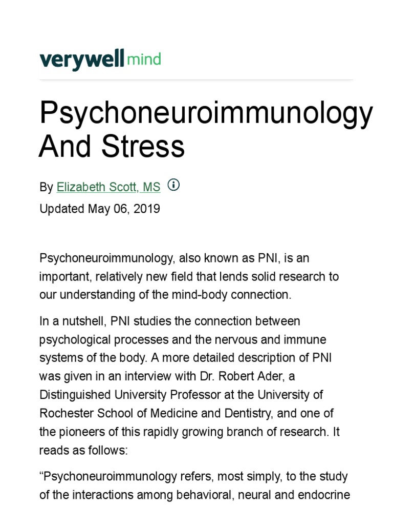 Psychoneuroimmunology and Stress 3145127 | PDF | Clinical Psychology