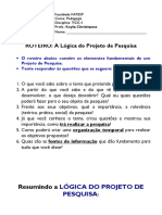 Lógica Do Projeto de Pesquisa